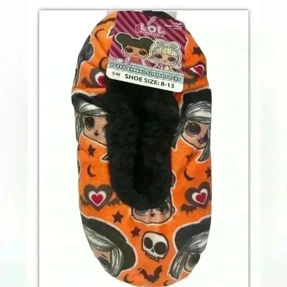 L.O.L Surprise 💀 Halloween Slipper Socks with Grippers shoe size s/m 8-13 kids - Picture 1 of 9